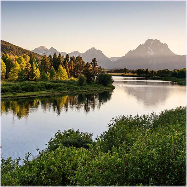 Sunset at Oxbow Bend in Grand Teton National Park